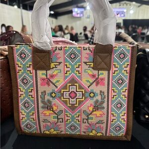 Montana West Colorful Embroidered Tote Bag